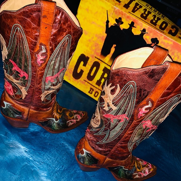 Corral dragon boots  cognac inlay size 9 - Picture 5 of 8